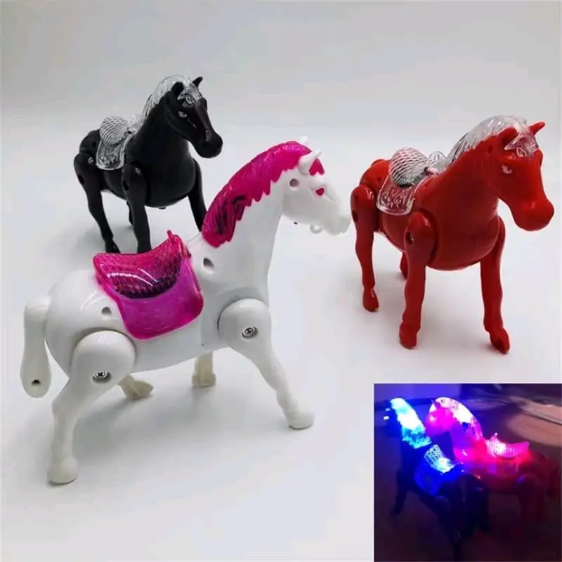 COD Mainan Dinosaurus dan Kuda Berjalan Elektrik, Mainan Kuda dan Dinosaurus Anak dengan Lampu Tali, Dilengkapi Lampu dan Musik