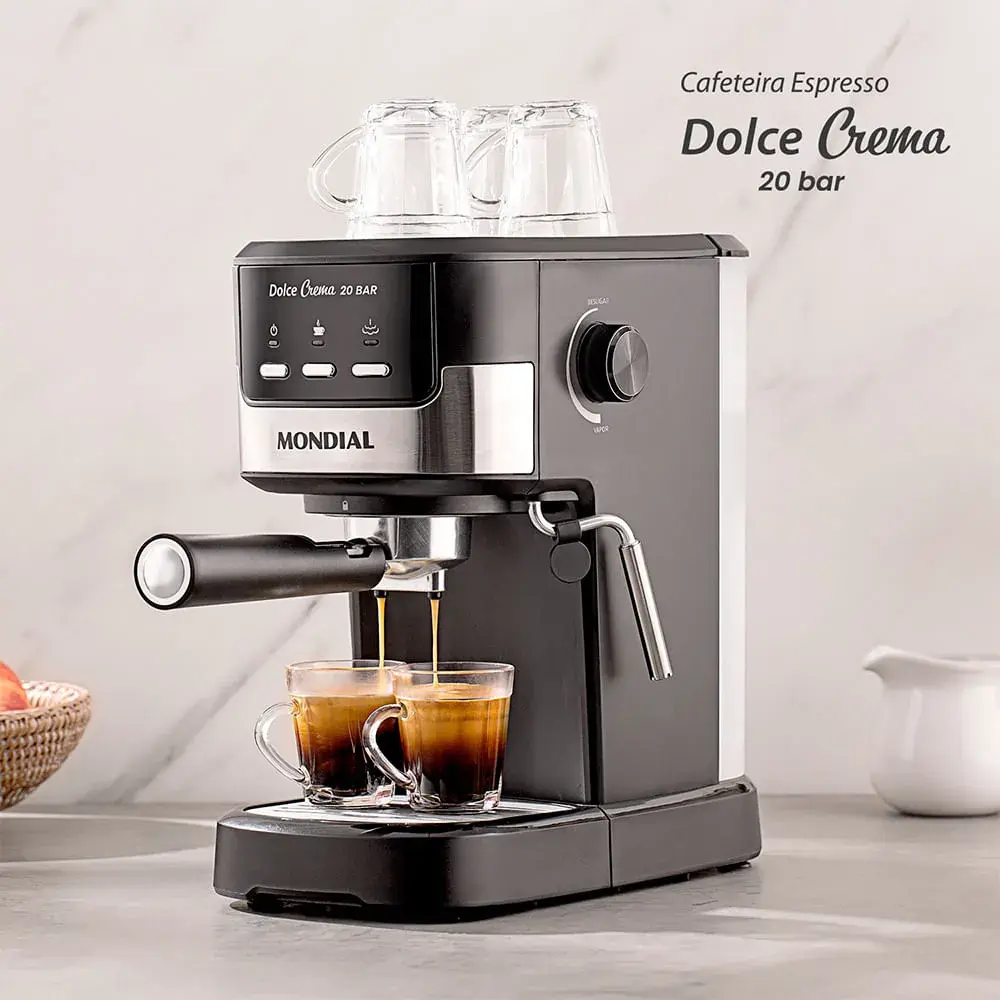 Cafeteira Espresso Mondial Dolce Crema 20 Bar Inox 1200W - imagem 9