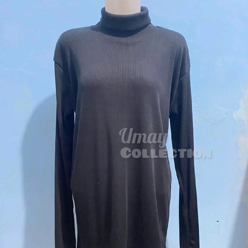 Baju Atasan Kaos Polos Wanita Lengan Panjang Turtelneck Bahan Rib Premium Kerah Tinggi ala Korean Style 4