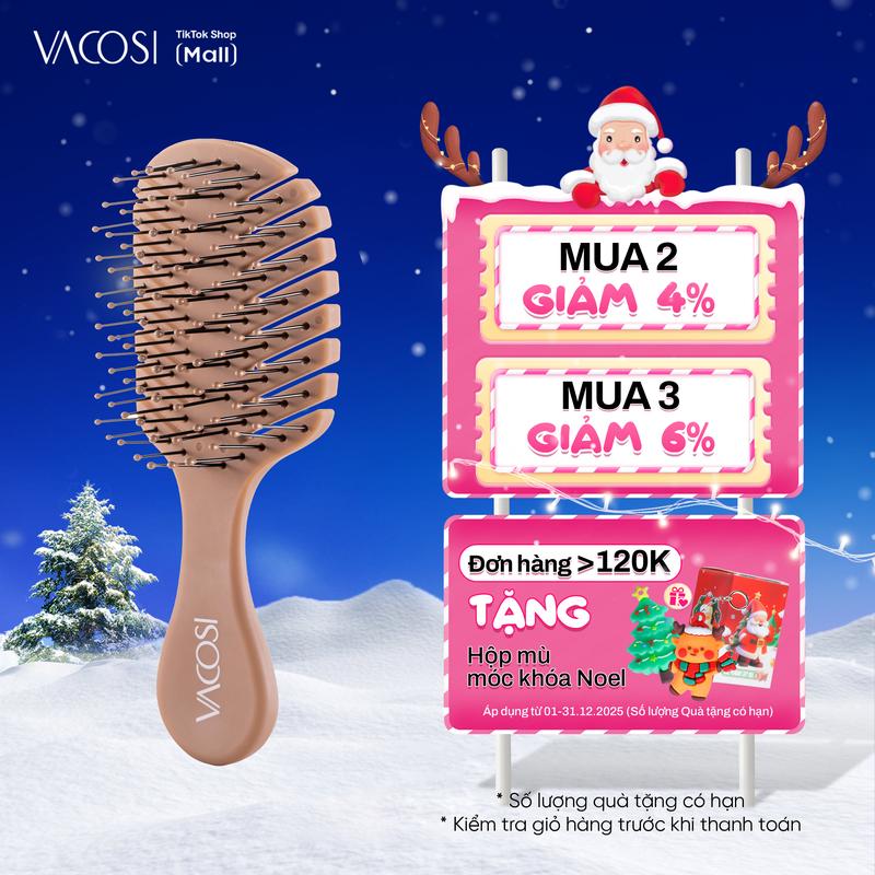 Lược Gỡ Rối Mini VACOSI – Hình Lá Nâu Nhựa ABS Cao Cấp Tiện Lợi Nhỏ Gọn C05