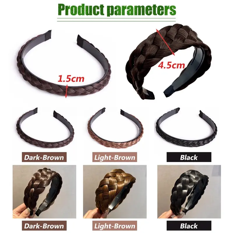 1.5/4.5cm Bando Handmade / Bando Kepang Rambut Alami Lebar 1