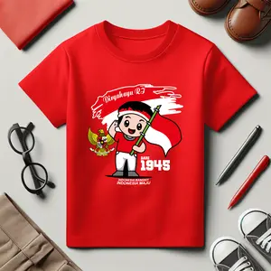 Baju Kaos Distro Anak Laki-Laki Kemerdekaan Dirgahayu 17 Agustus 1945 Indonesia HUT RI Ke 80 S - XXL