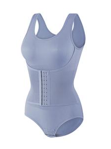 女性用ボタンフロント補正ボディースーツ、腹部コントロール＆ウエストスリミング、プラスサイズのタイトフィットワンピースボディシェイパー