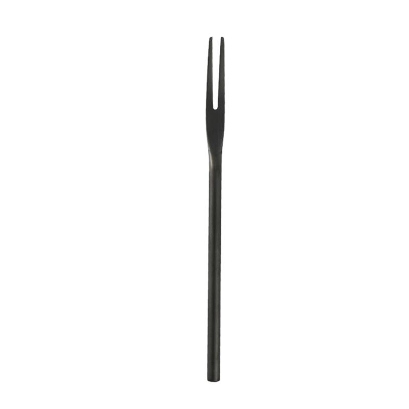 Product Introduction of 304 stainless steel sanding solid fruit fork long handle round handle moon cake dessert cake 2 tooth fruit stick 1