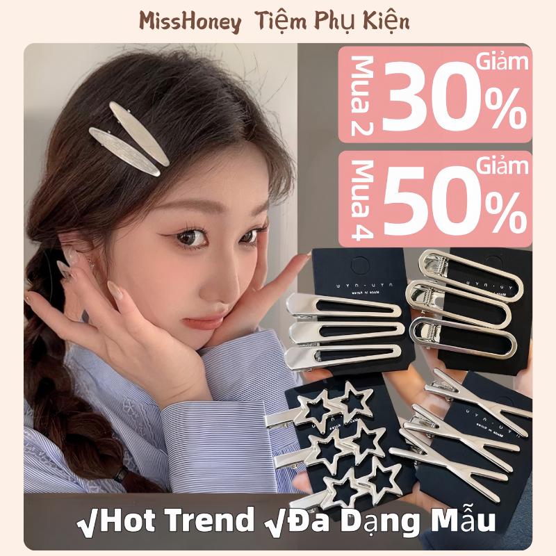 Kẹp Tóc Mái Kim Loại Đa Dạng Kiểu Dáng Phong Cách Y2K Kẹp Mỏ Vịt Hot Trend Cho Nữ
