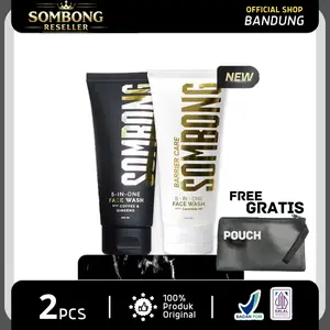 SOMBONG DOUBLE DEFENSE 5-in-1 Face Wash With Coffee & Ginseng Perawatan Sabun Muka Cowok Pembersih Wajah Pria 100ml Mencerahkan