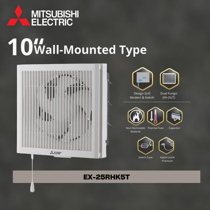 Gambar Mitsubishi Exhaust Fan Dinding 10 inch EX25RHKC5T Wall Mounted in/out dari kamarmandiku.com Kota Administrasi Jakarta Timur Tokopedia