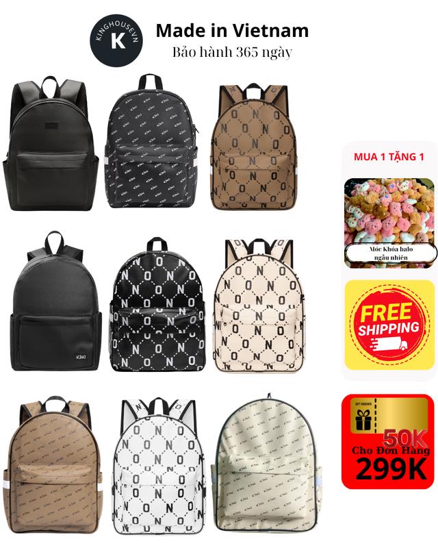 Balo Da Kinghouse Unisex Chống Nước Balo Backpack King 1 - Tặng Móc Khóa gấu bông - Màu Đen Đeo Vai Kích Thước 42x32x12cm Hợp Thời Trang Cho Học Sinh Balodihoc Balolaptop