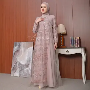Aisyalina Id Qaysarra series 2 Dress Series Tanpa Hijab Bahan Ceruty Armany Baby Doll Mix Tile Sparkling Mix Brukat Payet Dress Gamis Wanita