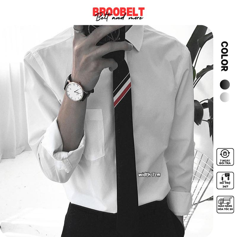 Cà vạt nam nữ thắt sẵn bản nhỏ 7cm phù hợp đi học, đi làm, đi chơi phong cách Hàn Quốc