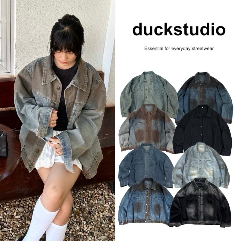   DUCK STUDIO  Áo Khoác Jean Form BOXY Nam Nữ  Unisex Jacket Top 