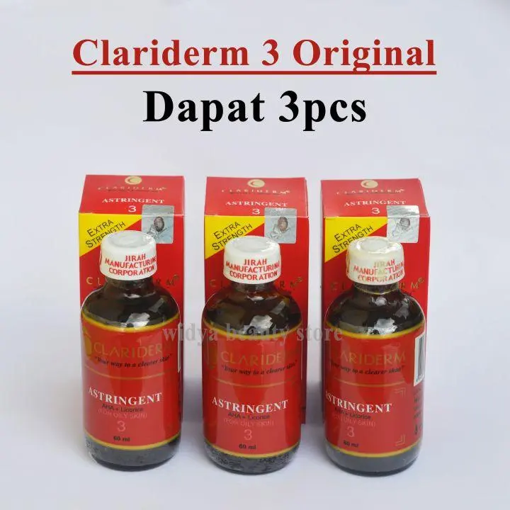 [ 3 pcs ] Toner Clariderm Astringent No 3 Original / Toner Clariderm Ori 60ml / Toner Pembersih Wajah Hitam Penyegar