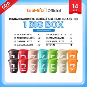 [14 KAPSUL] CLEARANCE Coolvita 1 Big Box MCT Coffee Capsule isi 14 Kapsul - Minuman Kopi Latte 7 Varian Rasa
