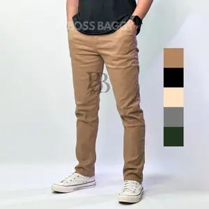 CELANA PRIA CHINO Slim fit Panjang Cream Grey Kantong Katun Mocca Stretch Twill Boss Baggy Baggy Casual Formal Hitam Santai Kantor