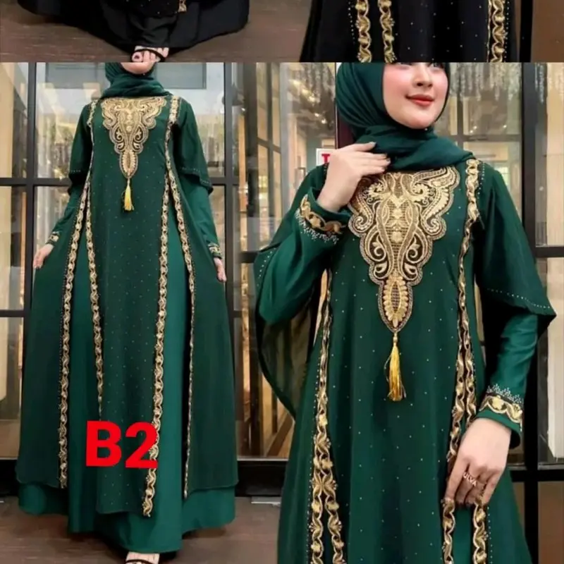 Daster kekinian  Katun Sutra Bunga Polka Dot Musim dingin Motif Gamis Wanita Dress Tidur 3