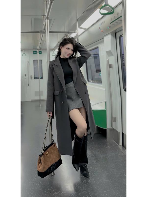   MỞ BÁN - 061899  Mangto Áo Khoác dạ dáng dài cổ vest trần bông cao cấp dày ấm màu thật đậm hơn trên live  QCCC061899 