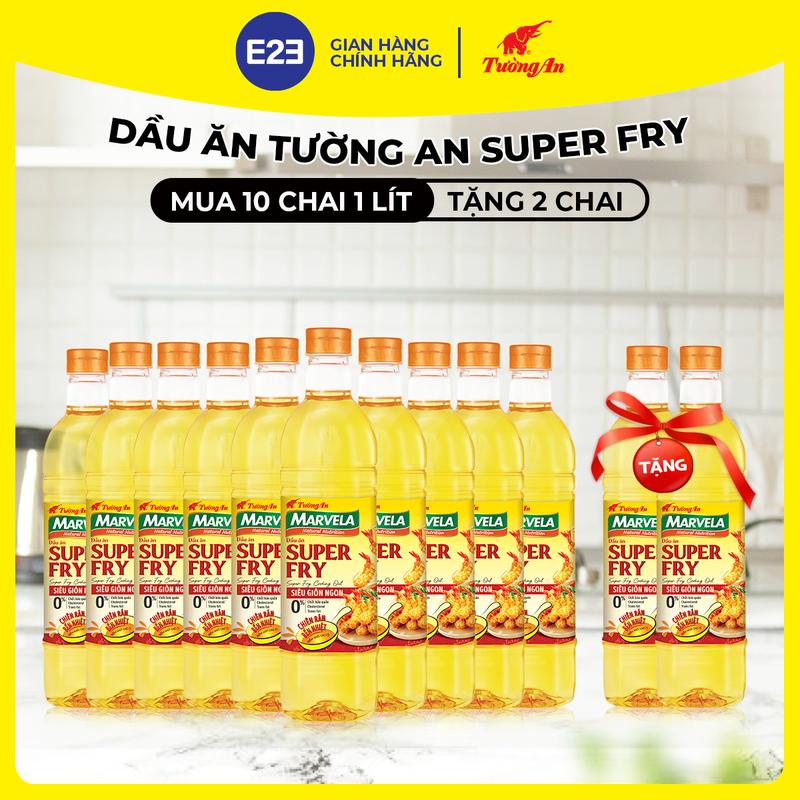  TA.  Dầu Ăn Tường An Super Fry Chai 1L x 10 Chai Tặng 2 Chai - Siêu Giòn Ngon - Dùng Cho Cả Gia Đình | E2E Thực Phẩm Đồ Uống | Kido Group 