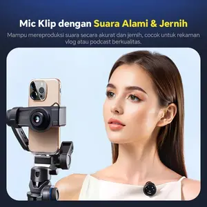 Mic Lavalier Nirkabel 3-in-1 | Plug & Play | DSP Noise Reduction | Suara Jernih Anti Noise | Cocok Semua H | Untuk Vlog & Live | Baterai Tahan Lama Suara HD untuk Konten Kreator