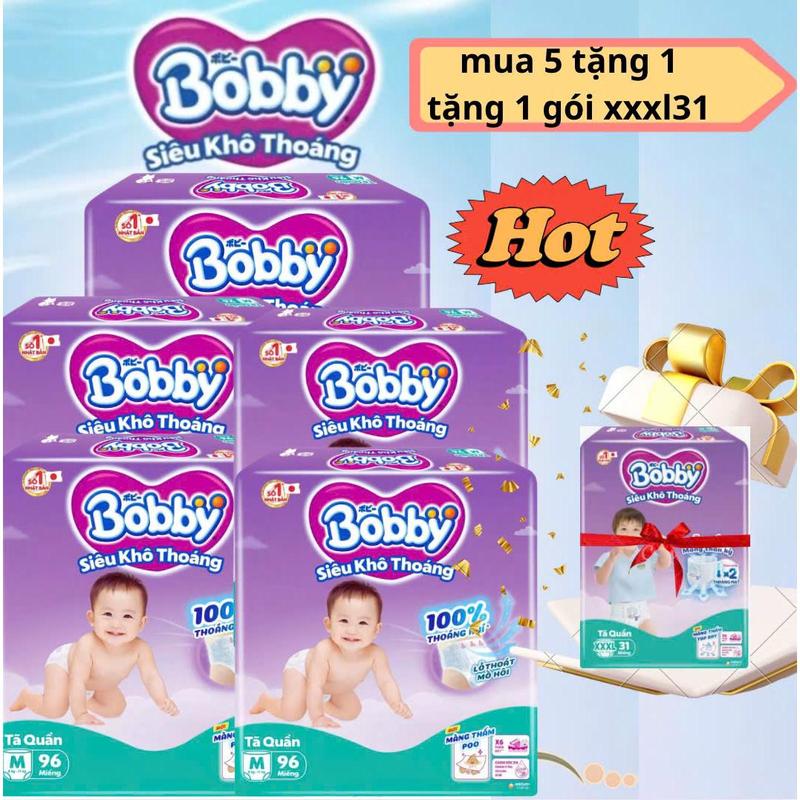 Combo 5 gói tã Ultra Bobby   Full size M96/L88/XL74/XXL68 FUll size . Quà tặng cùng size