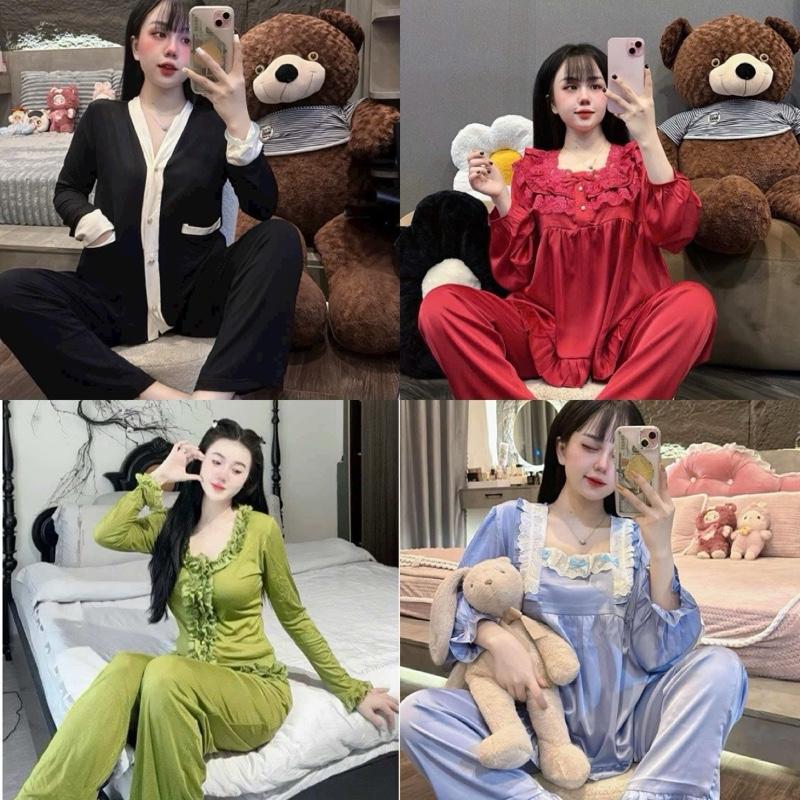 SALE Đồ Bộ Nữ Pijama Nữ Mặc Nhà Tiểu Thư Lụa Latin Mềm Mịn DƯỚI 58kg Cao Dưới 1m63 HD STORE  Women
