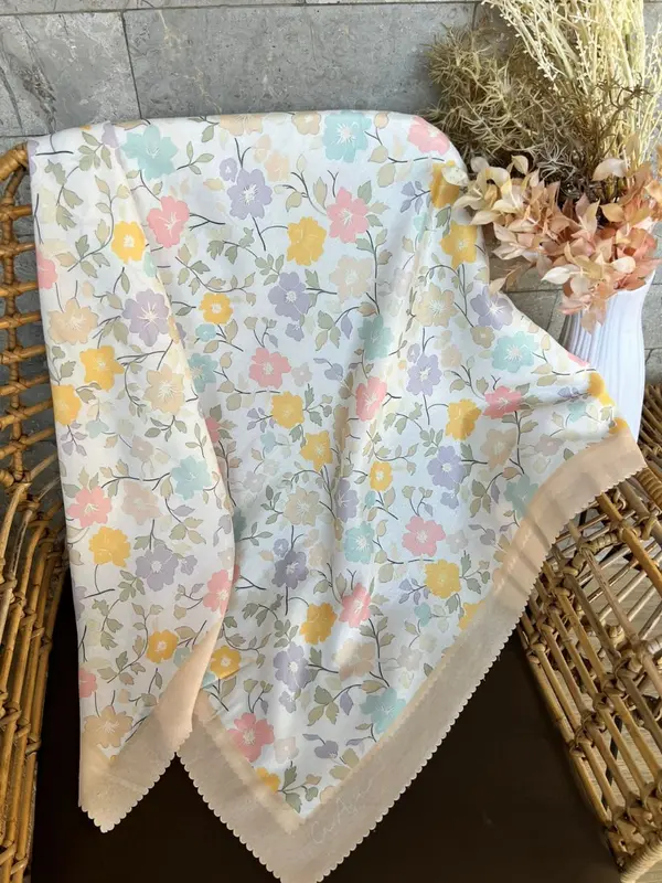 HIJAB CA AYU SEGIEMPAT MOTIF FLORAL// HIJAB VOAL BUNGA TERBARU// JILBAB MOTIF SEGIEMPAT LASERCUT 2