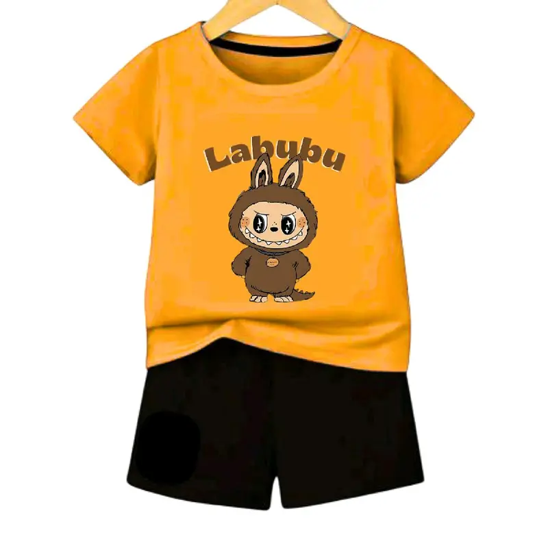 Setelan Anak Labubu Monster Drawing Kaos Dan Celana Laki Perempuan Kids Fashion 2