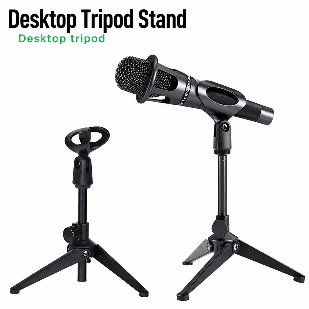 Desktop Tripod Stand Microphone Holder Mic Stand Adjustable Lipat untuk Recording Podcast Gaming