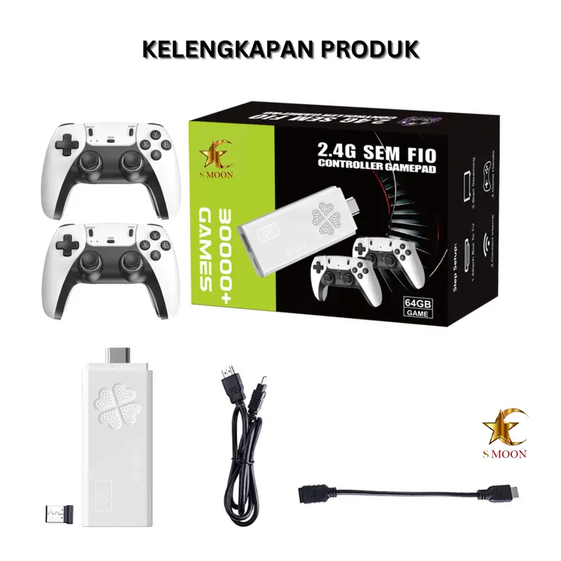SMOON118P - PLAYGAME - DOUBLE STICK - 30.000+ GAMES - FOR TV + COMPUTER + PROYEKTOR - NO NEED WIFI 1