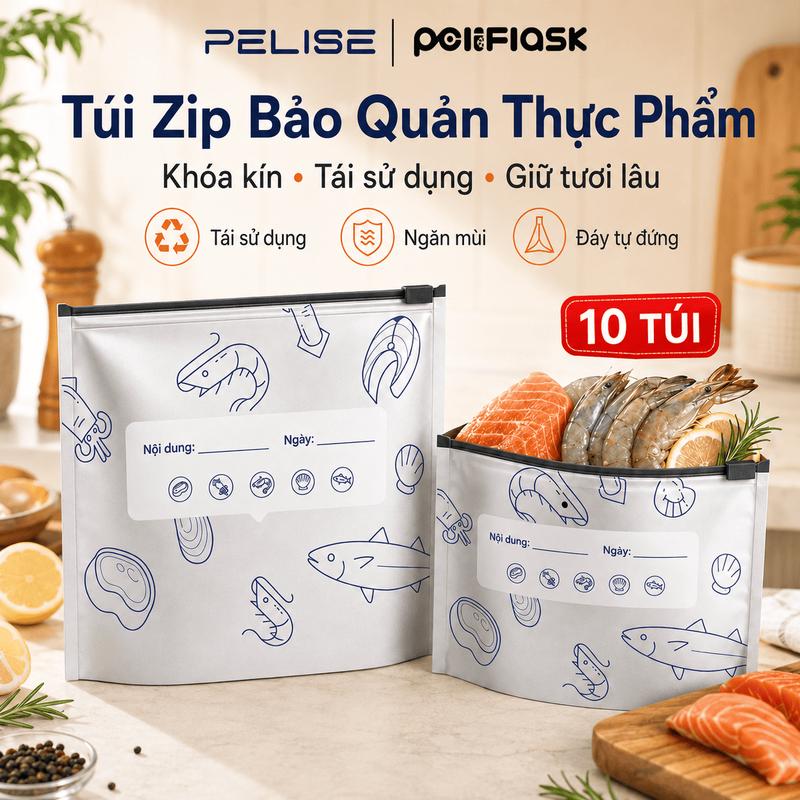 TÚI BẢO QUẢN THỰC PHẨM TỦ LẠNH – GIỮ THỨC ĂN TƯƠI NGON , có khóa zip , Có thể…