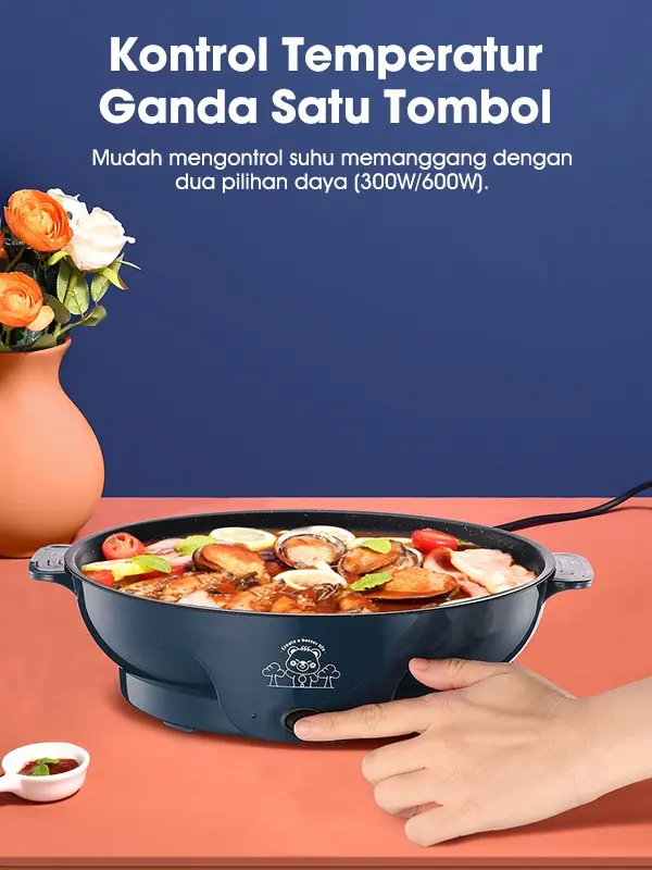 (BISA COD) SAMONO Panci Listrik Panggangan Grill BBQ Anti Lengket diameter 26cm [SW-EBP26] 3