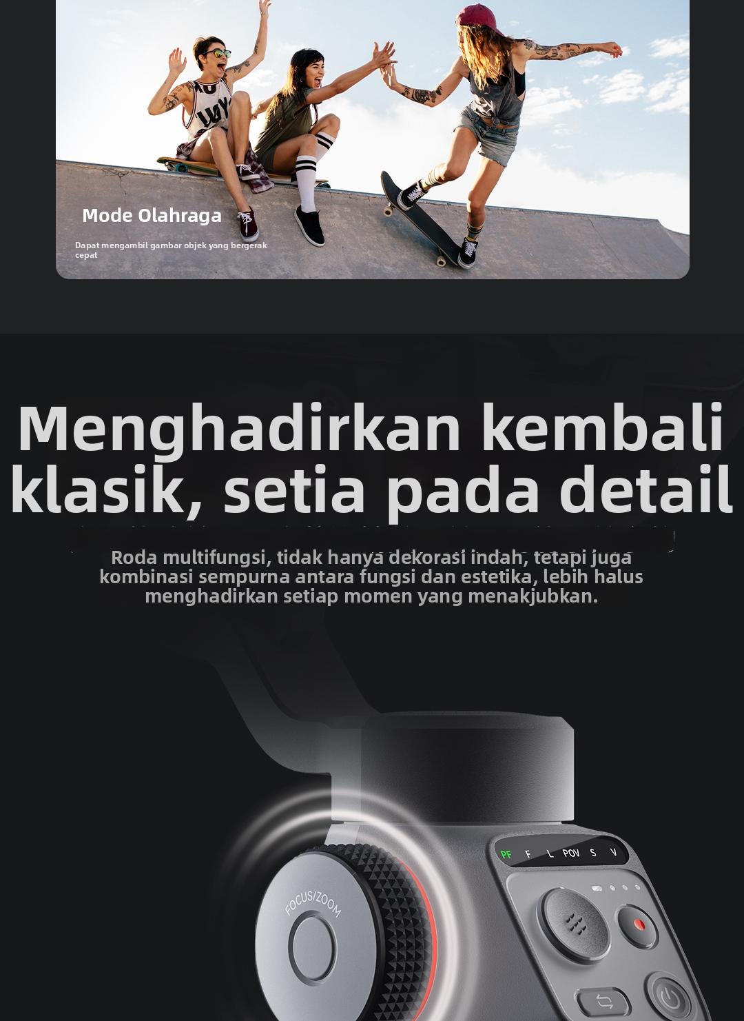 FUNSNAP Capture5 Gimbal Stabilizer HP 3 sumbu, AI Tracking Otomatis untuk Vlog & Live Streaming