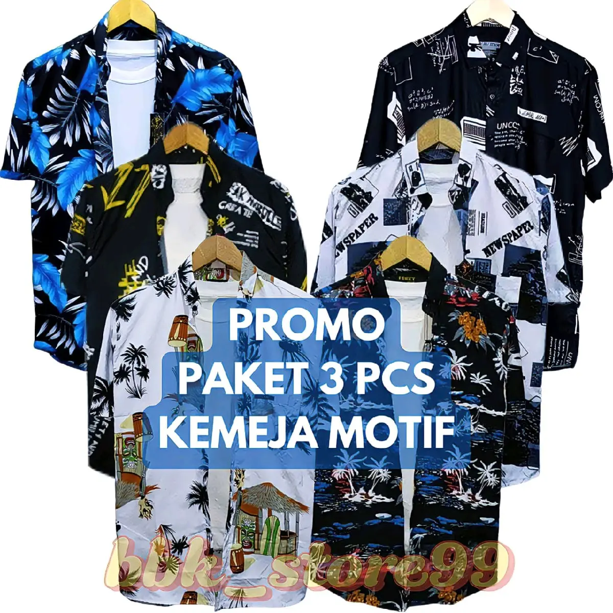 PAKET 3 PCS KEMEJA MOTIF SURFING PRIA LENGAN PENDEK BAJU DISTRO MOTIF KEKINIAN