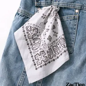 Bandana Paisley Putih Hitam Premium | Sapu Tangan Pria Wanita | Scarf Multifungsi Streetwear Korea | Headband Fashion Unisex Syal Batik Kain
