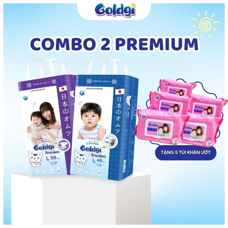   Tặng 5 Bịch Khăn Ướt   Combo 2 bịch goldgi premium bé đủ size 