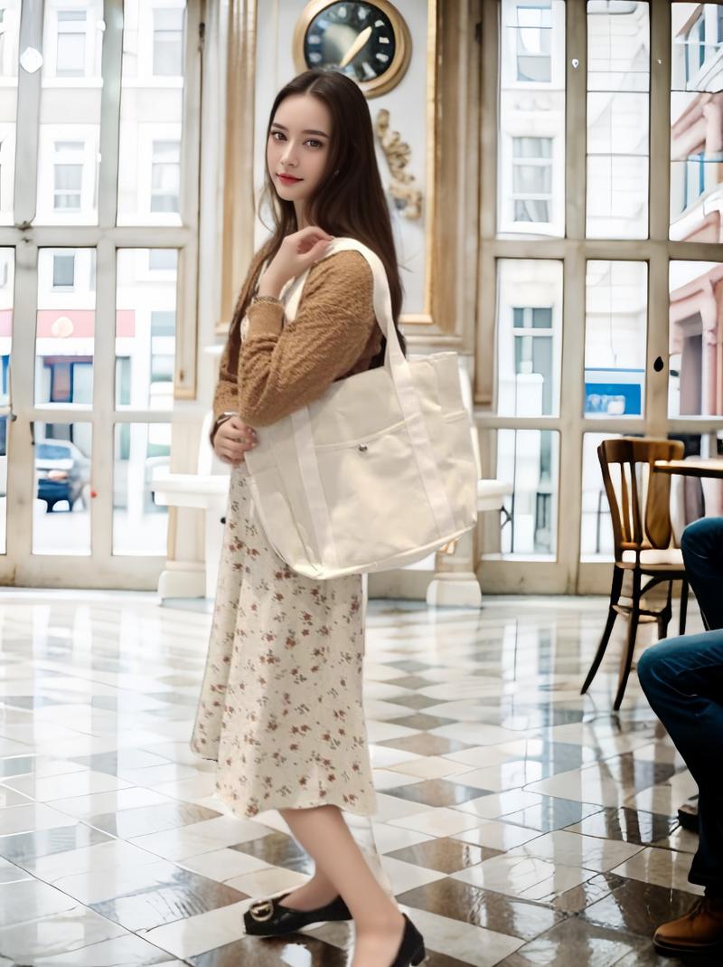 Product Introduction of Beg Tangan, Beg  Kanvas Tebal, Gaya Kasual dan Ringkas, Sesuai untuk Pelajar Sastera, Beg Bahu Bags Totebag Canvas Anyaman Minimalist 15