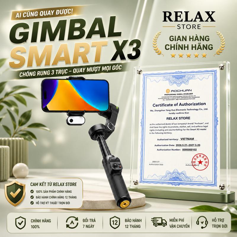 Gimbal Xoay 360 Độ SMART X3, Gimbal Chống Rung Điện Thoại Quay Phim Chụp Ảnh…