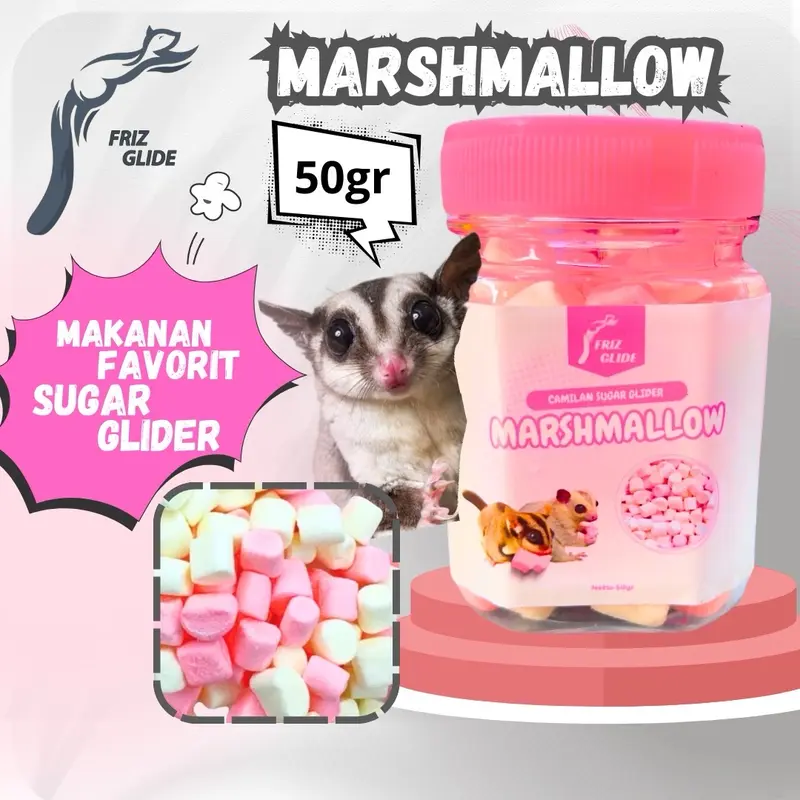 50G SNACK MARSHMALLOW SUGAR GLIDER HAMSTER LANDAK TUPAI TERBANG KUCING 0