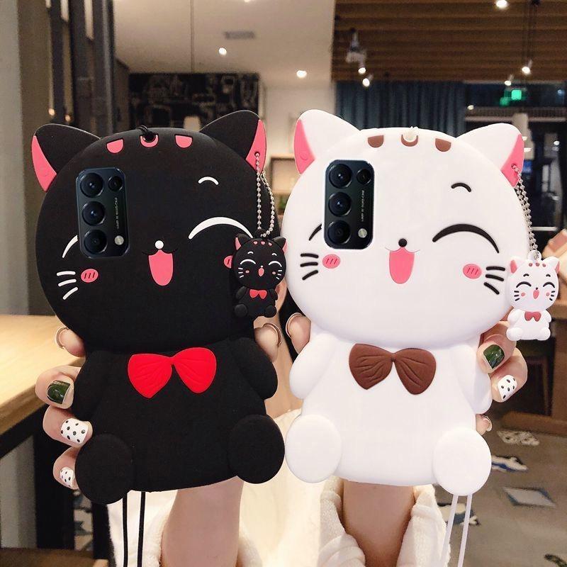 Product Introduction of Cute cat is suitable for OPPO reno5 5G phone case reno5 4G phone case Find X3 lite phone case online celebrity silicone case. 8