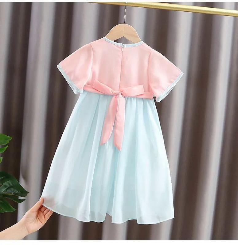 Product Introduction of Summer Girls 'thin short-sleepved Super fairy Chinese style Hanfu costume baby purple outfit dress pink 6-8 years FRP 2426 12