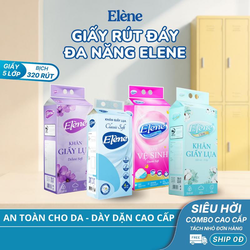 COMBO 4/6/10 BỊCH Giấy Rút Đáy Đa Năng Elene 4 Lớp Cao Cấp, Mềm Mịn, An Toàn -…