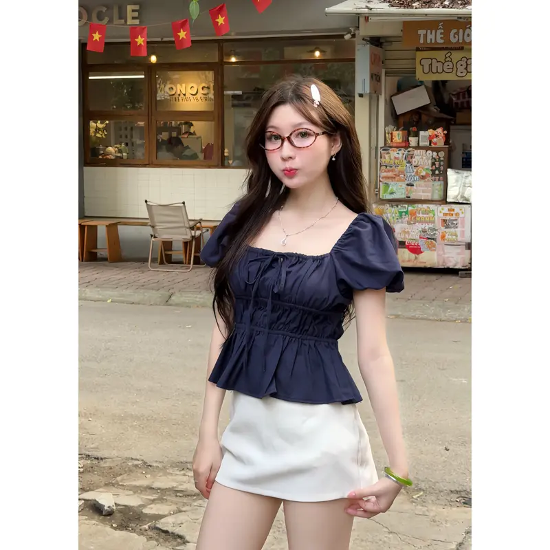 Áo babydoll kiểu xinh tay phồng tiểu thư xinh xắn xixeoshop - A29 5