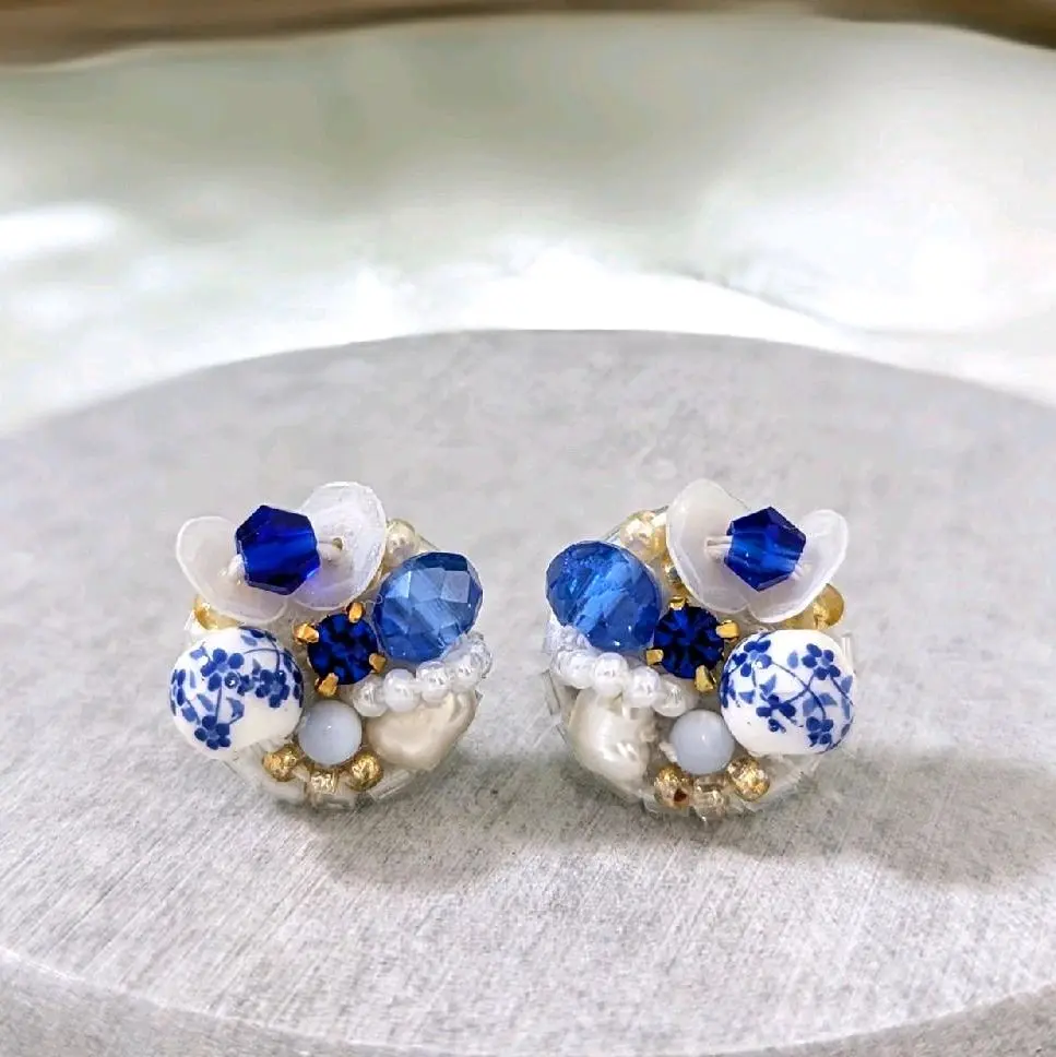 [S925 Earrings] Forget-me-not x Firmament (Size: Classic) - Handsewn Sequin Earrings statement jewelry 925 silver