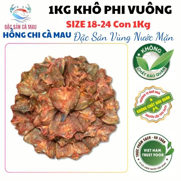 500 GAM KHÔ PHI CÀ MAU (Size Từ 18-24 CON  1KG Vừa Ăn Không Cay - KHÔNG HÔI RONG) Thức Ăn