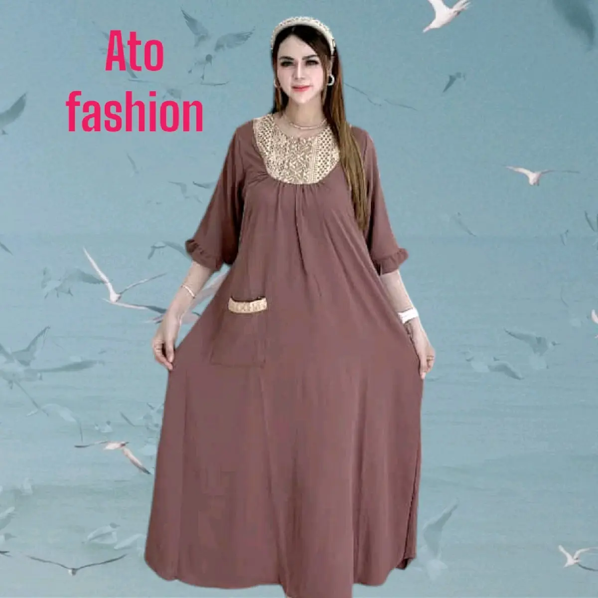 DASTER CRINGKEL AIRFLOW PREMIUM SAKU DASTER RENDA DASTER DEWASA REALPICT WANITA TANGAN 3/4 DRES BUSUI NYAMAN UTNTUK SANTAI Crinkle Bumil Tidur Panjang Kancing