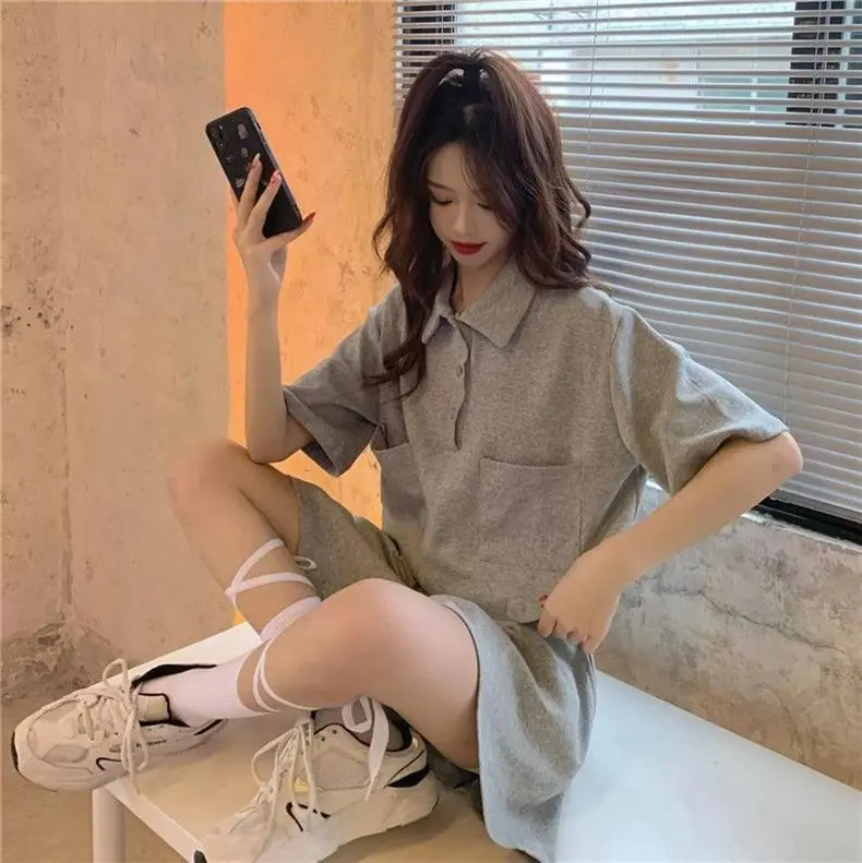 Bộ Đồ Thể Thao Thường Ngày Thời Trang Ngắn Hàn Quốc, Dành Cho Nữ, Hàng Mới Về Mùa Hè 7