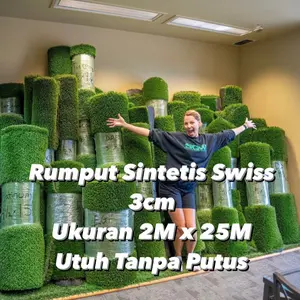 Rumput Sintetis Swiss Tebal 3cm Ukuran 2M x 25M Kualitas Terbaik Untuk Taman Indoor & Outdoor Tanpa Sambungan
