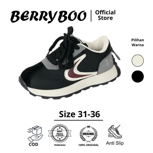 [BerryBoo] Sepatu sneakers bertali anak perempuan & laki-laki