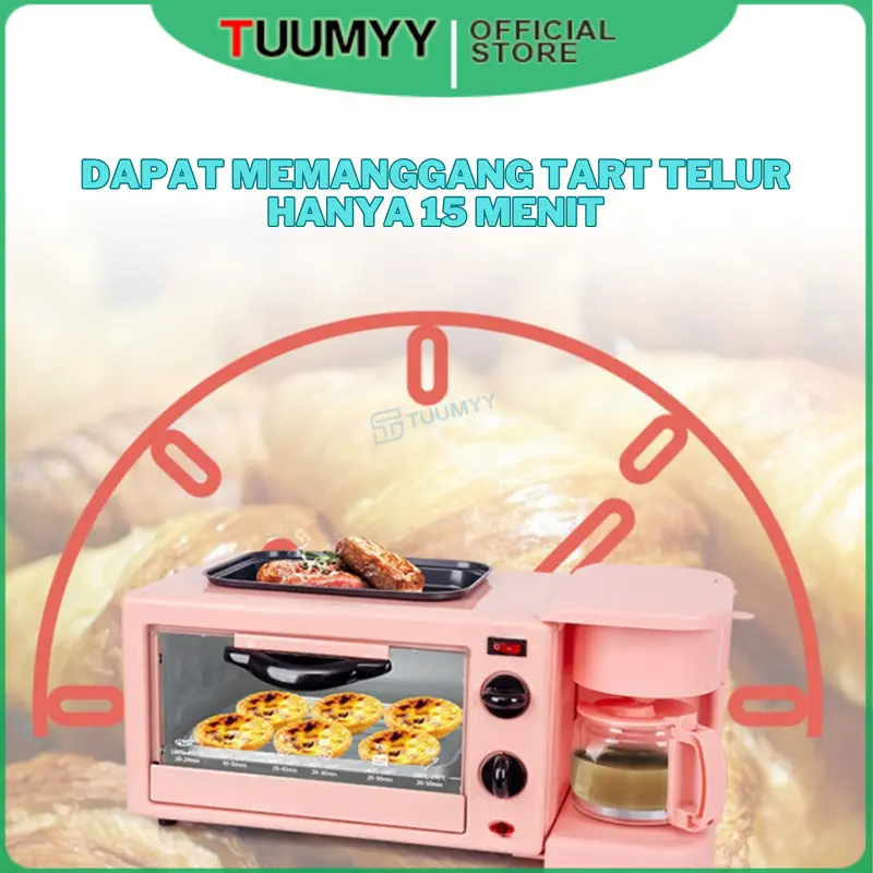 [COD] BREAKFAST MAKER / OVEN 3IN1 MULTIFUNGSI GRILL PAN, MESIN KOPI / TEH, PEMANGGAN PIZZA KUE ROTI TM-60301M 3