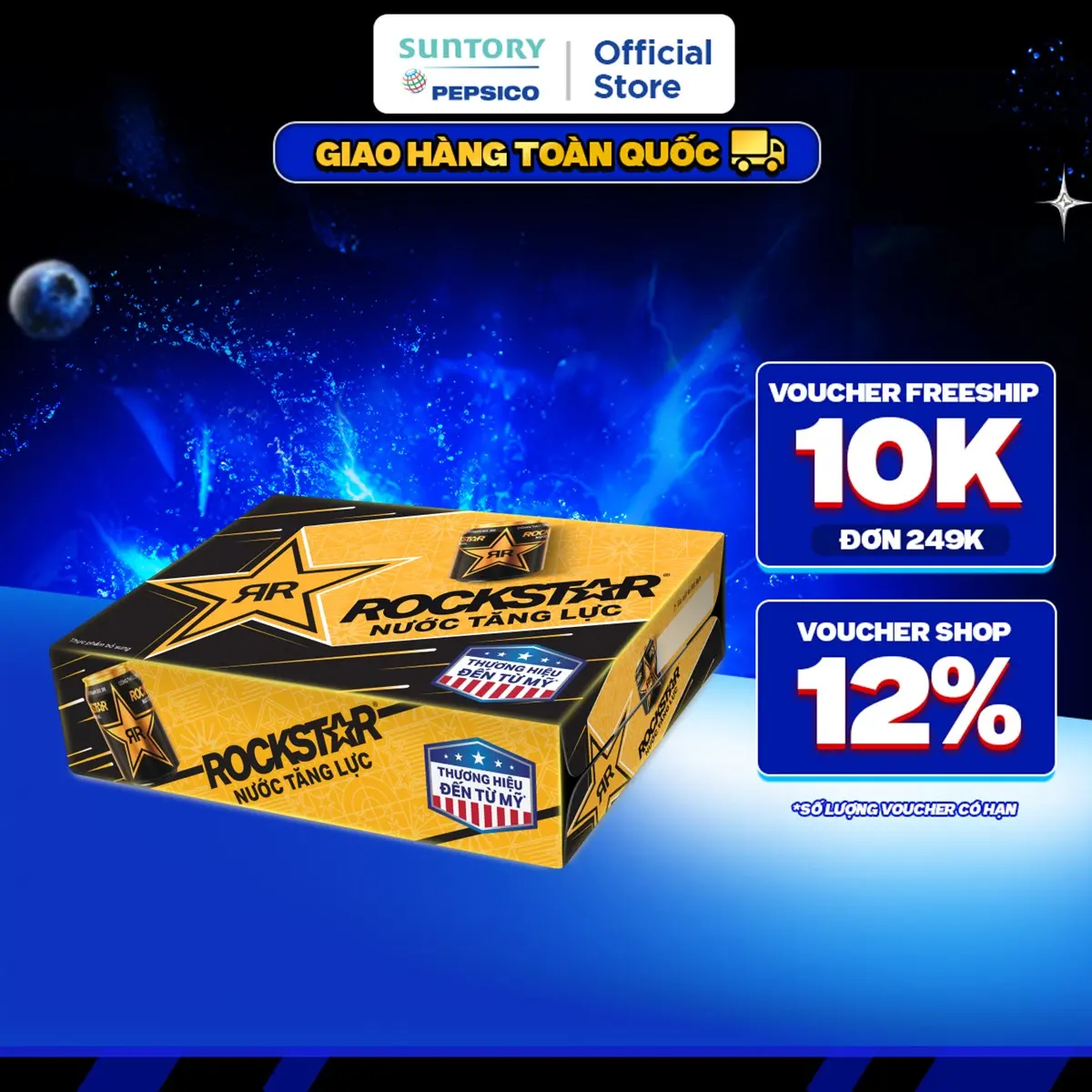 [SALE ĐẠI LỄ]Thùng 24 Lon Nước Tăng Lực Rockstar (250ml/lon)