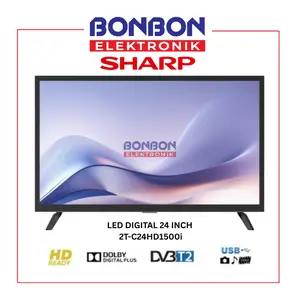 [PACKING KAYU] SHARP TV LED Digital 24 Inch 2T-C24HD1500i HD Ready HDMI USB DVB-T2 Antenna Booster Bonbon Elektronik